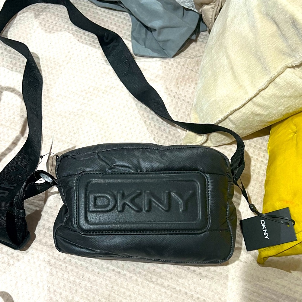 DKNY black nylon crossbody. NWT